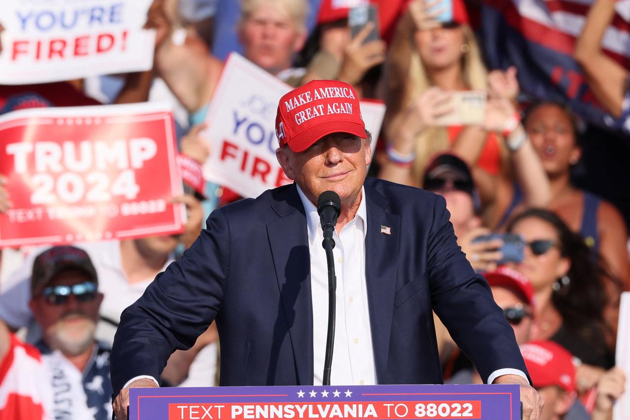 Republican presidential candidate Donald Trump holds a campaign rally in Butler