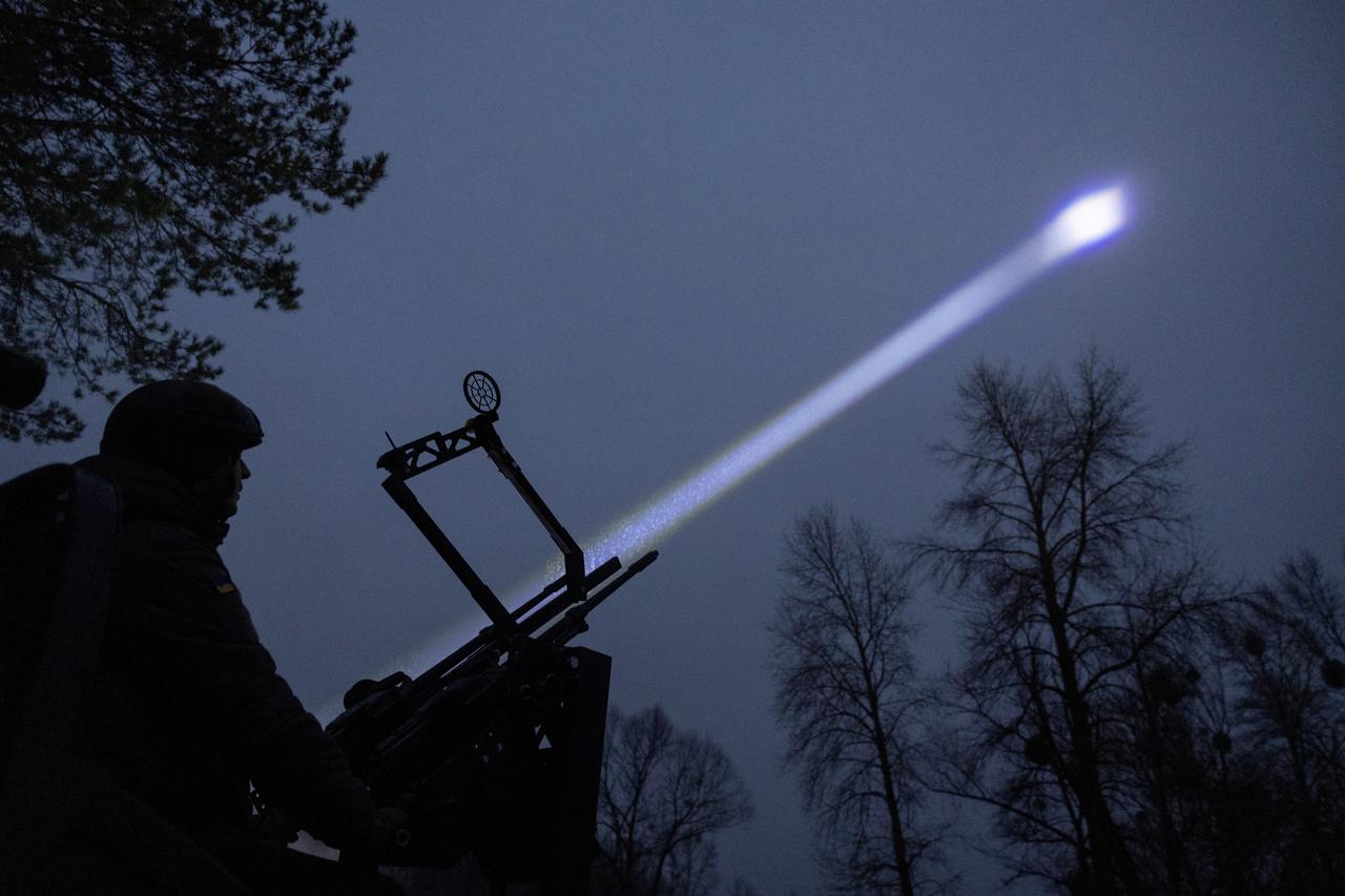 FILE PHOTO: The sky over a Ukrainian air defence volunteer unit in the Kyiv region, Ukraine