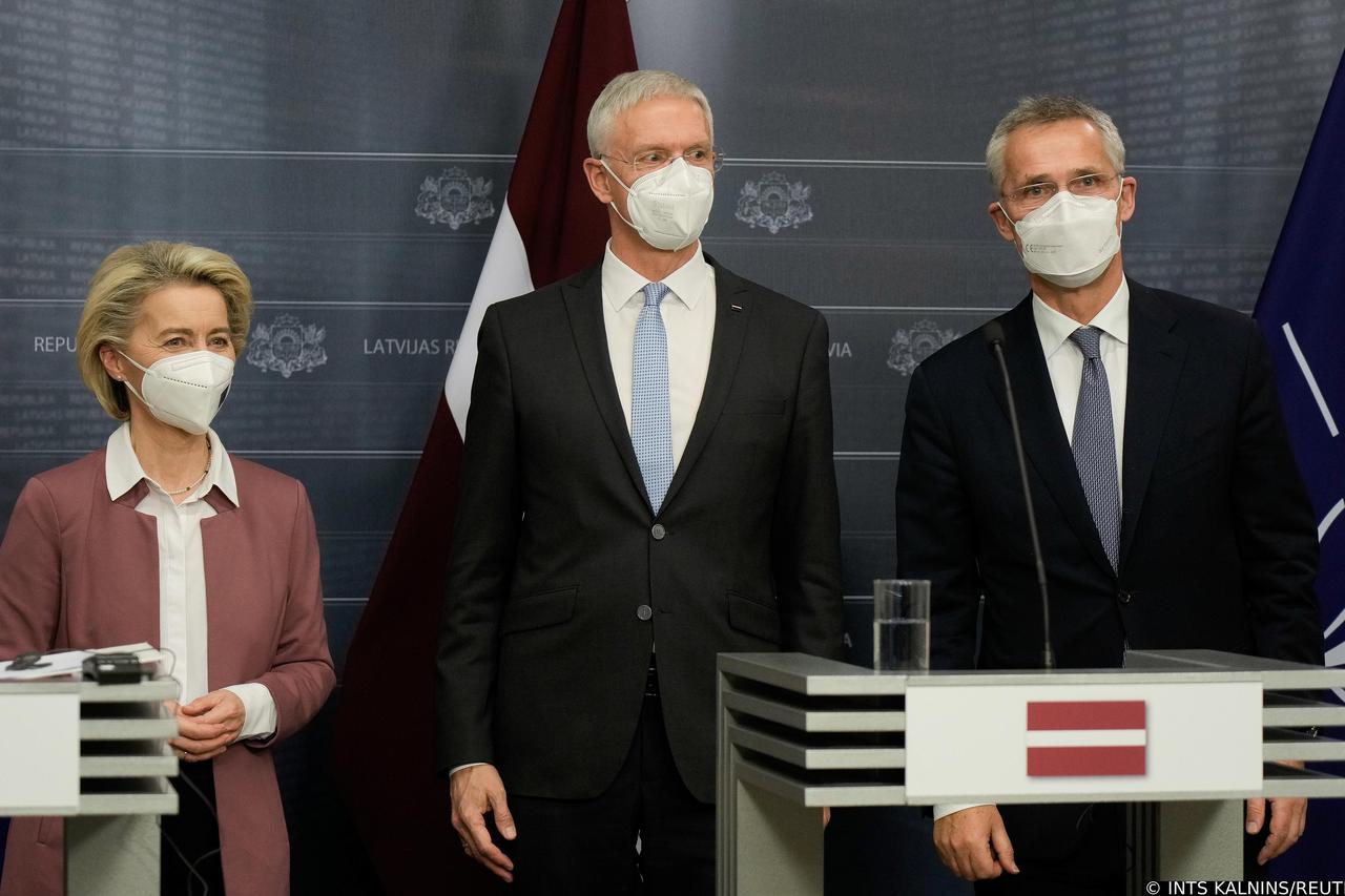 NATO Secretary General Stoltenberg, EC President von der Leyen and Latvia's PM Karins meet in Riga