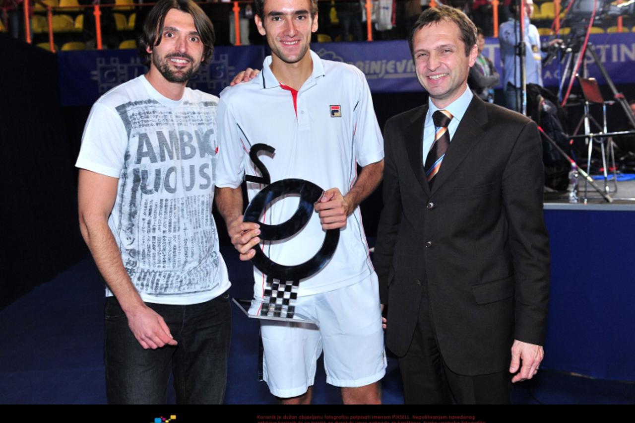 \'07.02.2010., Dom Sportova, Zagreb, Hrvatska - Finalni susret petog hrvatskog dvoranskog ATP turnira  Zagreb Indoorsa. Mec - Marin Cilic  - Michael Berrer.  Goran Ivanisevic, Marin Cilic pobjednik i 