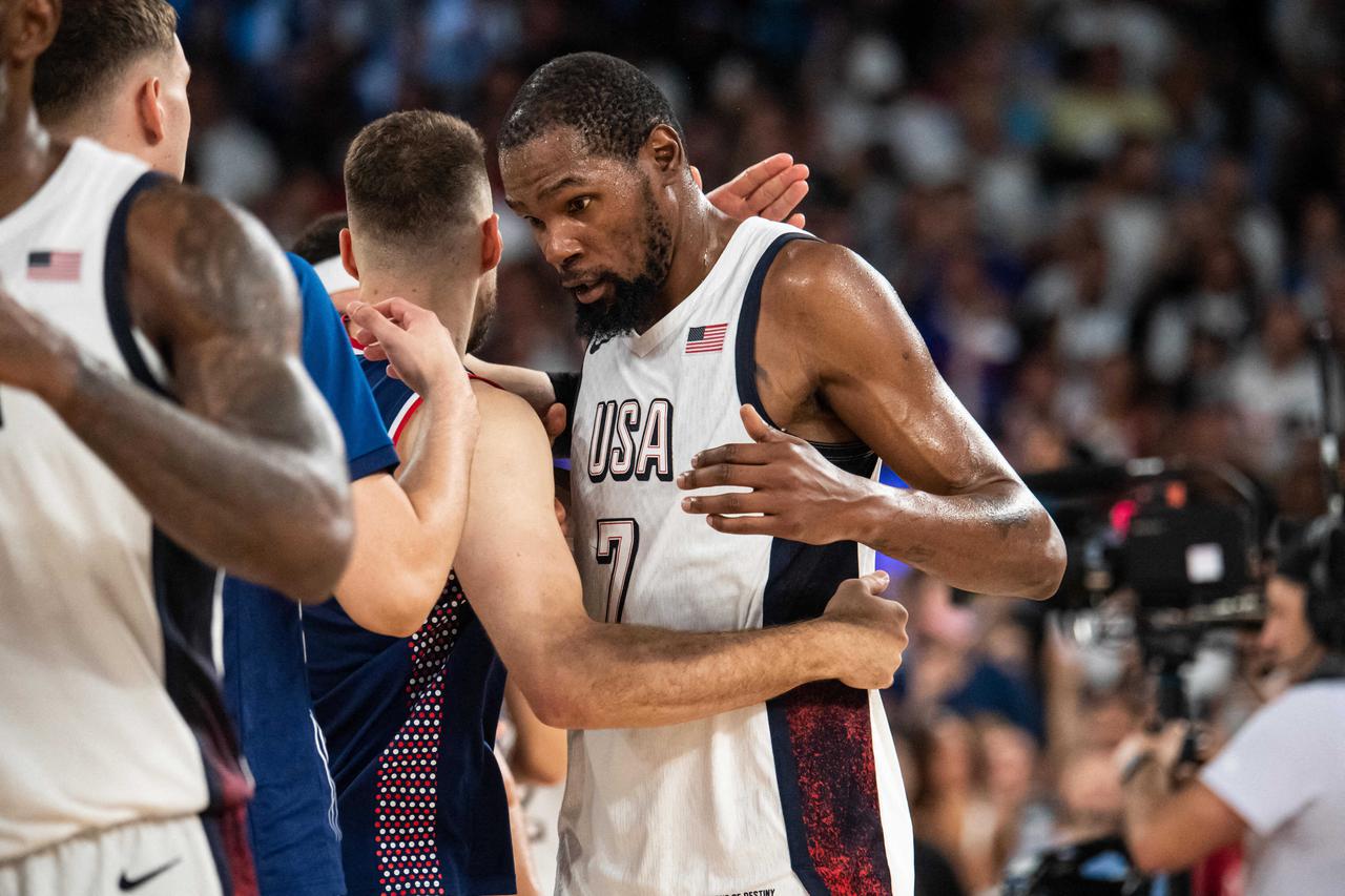 Demi-finale de basket entre les USA contre la Serbie (95-91) lors des Jeux Olympiques de Paris2024 (JO)