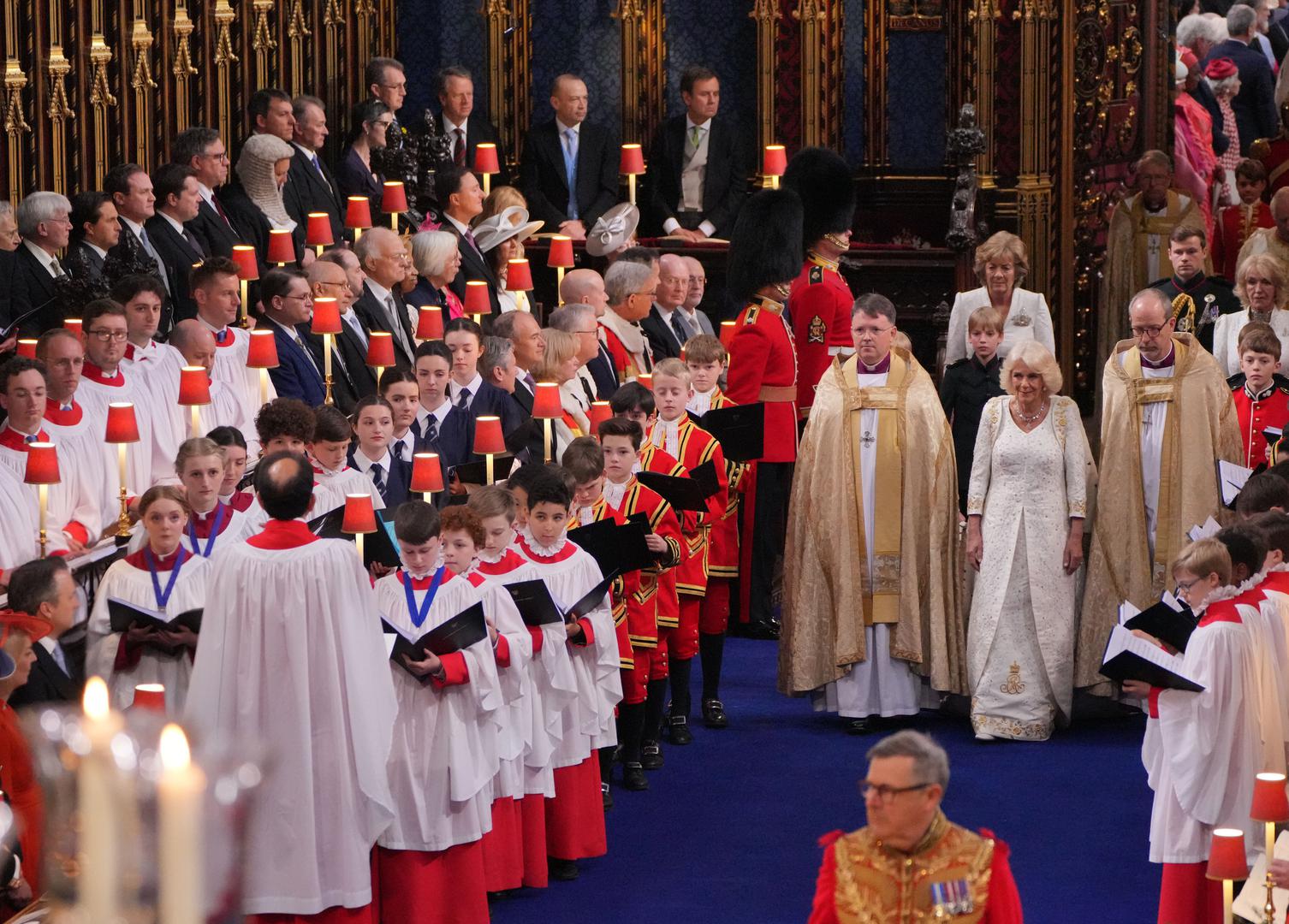 Queen Camilla (centre right) during her coronation ceremony at Westminster Abbey, London. Picture date: Saturday May 6, 2023. Photo: Aaron Chown/PRESS ASSOCIATION