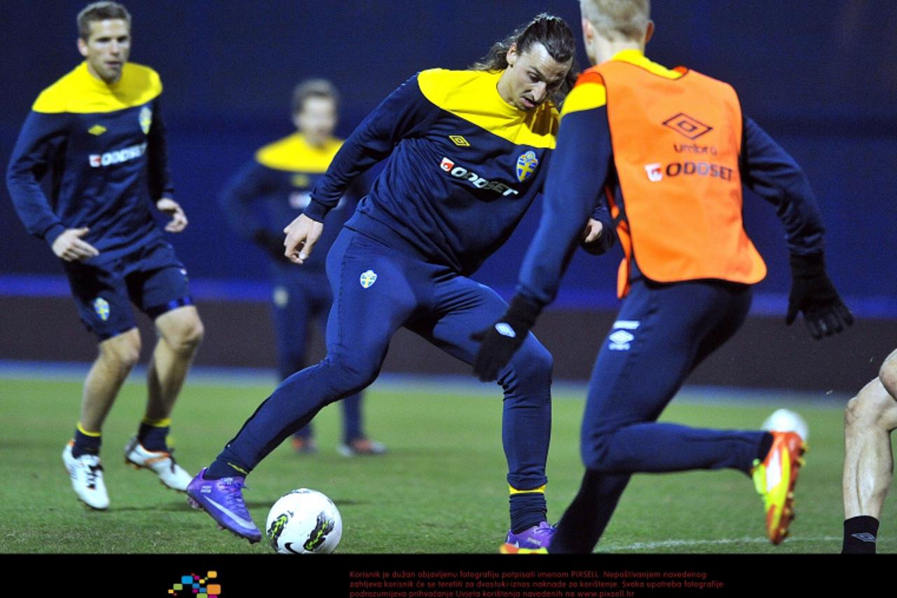 '27.02.2012., Stadion u Maksimiru, Zagreb - Trening Svedske nogometne reprezentacije uoci prijateljske utakmice sa Hrvatskom. Zlatan Ibrahimovic.  Photo: Goran Stanzl/PIXSELL'