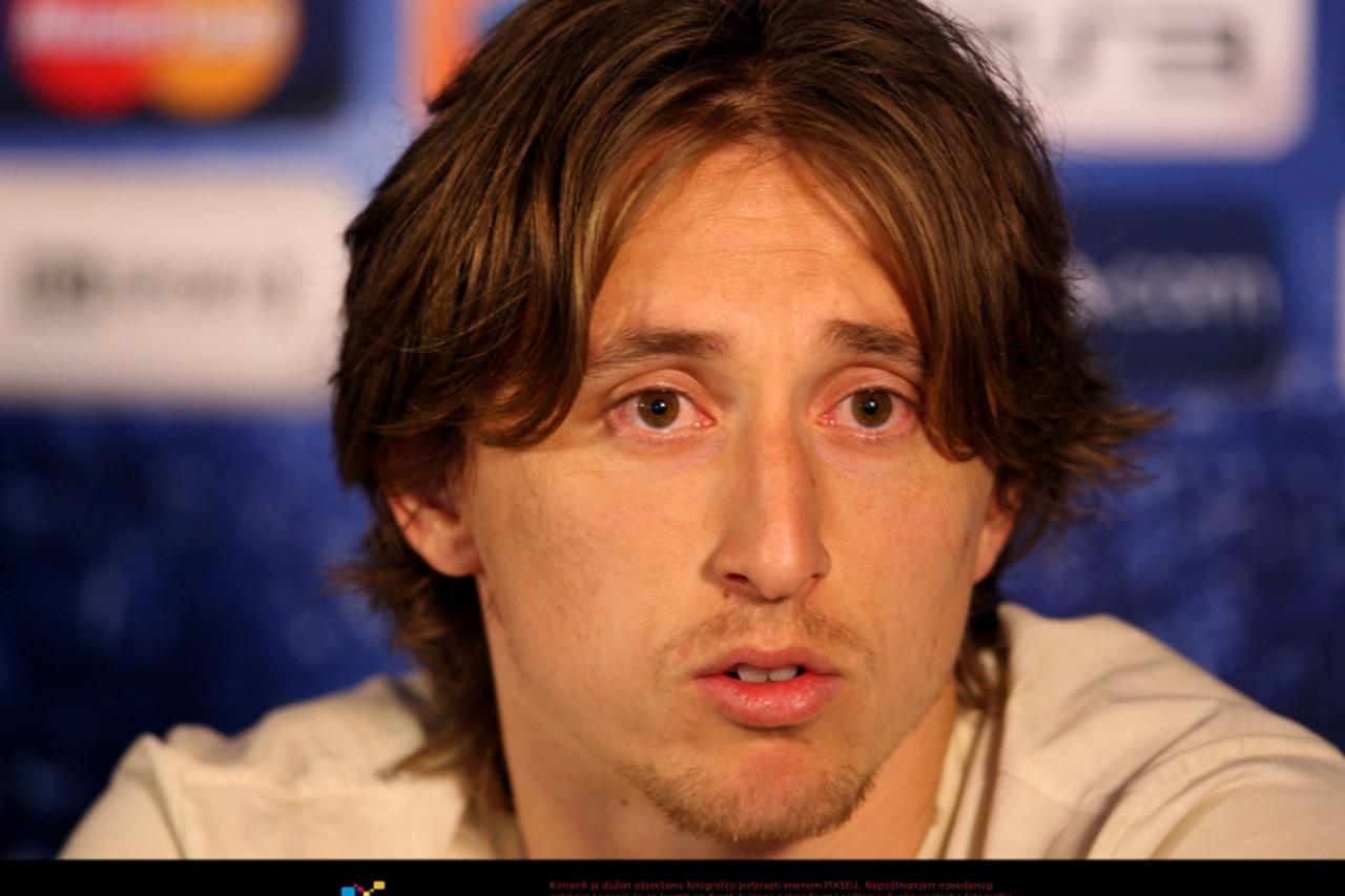 'Tottenham Hotspur\'s Luka Modric talks to the media at White Hart Lane Stadium ahead of their UEFA Champions League tie against Real Madrid Photo: Press Association/Pixsell'