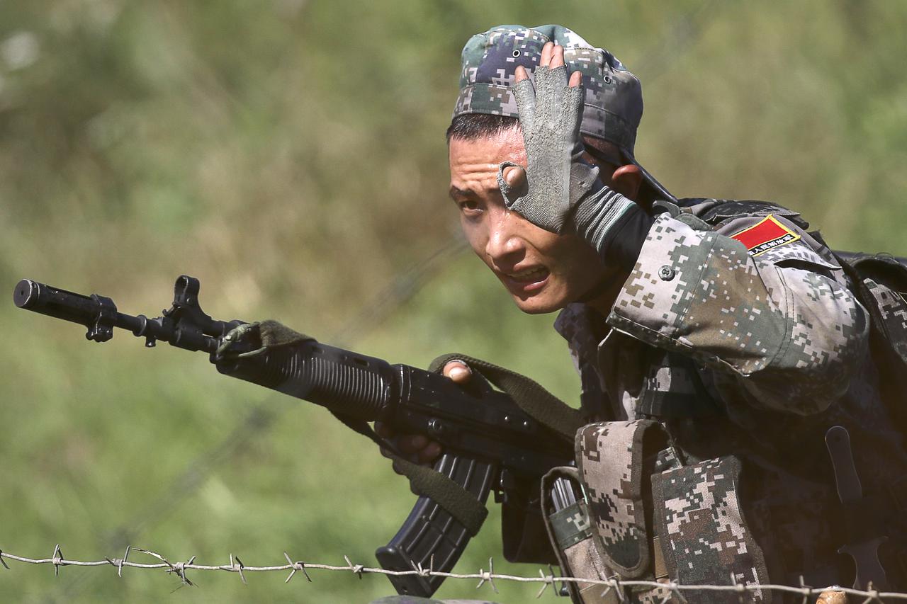 Scout Trail obstacle course of Army Scout Masters contest at 2021 International Army Games in Novosibirsk Region, Russia