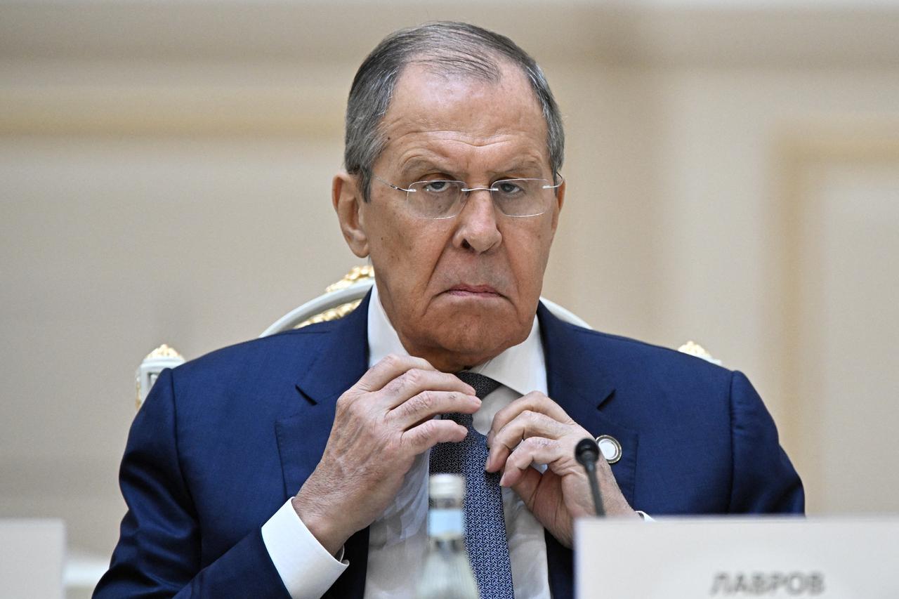 Russian Foreign Minister Lavrov attends a meeting of Russian President Putin and Uzbek President Mirziyoyev in Tashkent