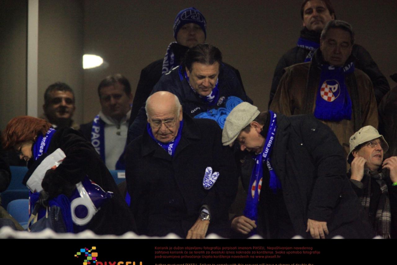 \'15.12.2010.,stadion u Maksimiru, Zagreb - Europska nogometna liga,6. kolo ,NK Dinamo - FC PAOK .Zdravko Mamic, Vlatko Markovic, Bozidar Pankretic. Photo: Sanjin Strukic/PIXSELL\'