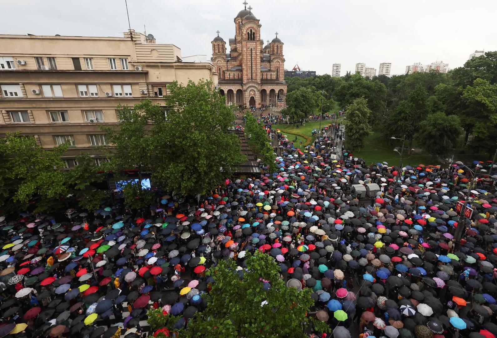 People attend a protest "Serbia against violence" in reaction to the two mass shootings in the same week, that have shaken the country, in Belgrade, Serbia, May 27, 2023. REUTERS/Marko Djurica Photo: MARKO DJURICA/REUTERS