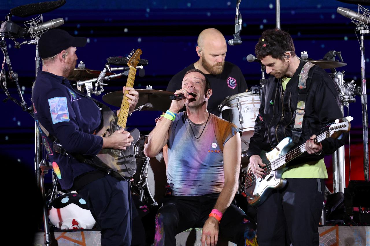 Rock band Coldplay performs at Rose Bowl Stadium in Pasadena