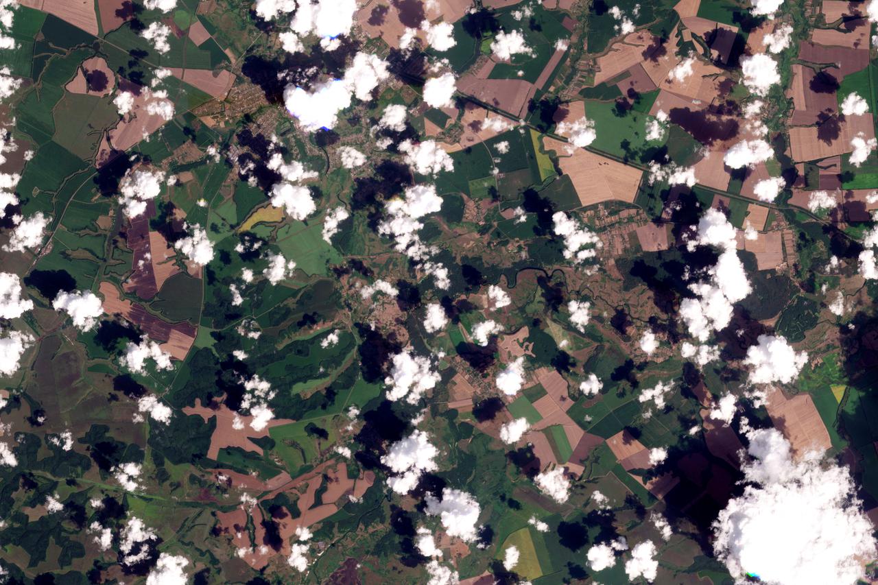 A satellite image shows damaged Sudzha border crossing in Oleshnya, Kursk Region