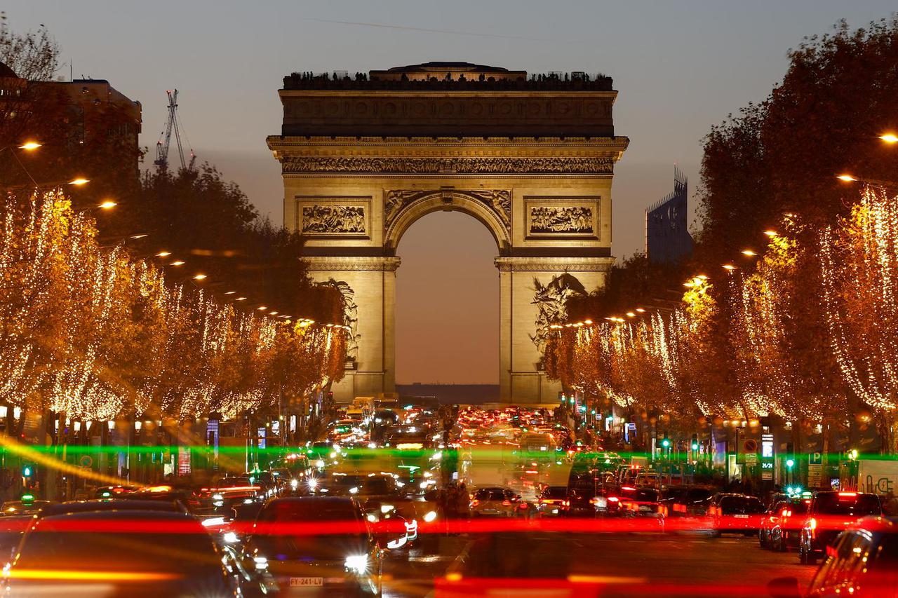 Paris' Champs-Elysees avenue with the annual Christmas holiday lights