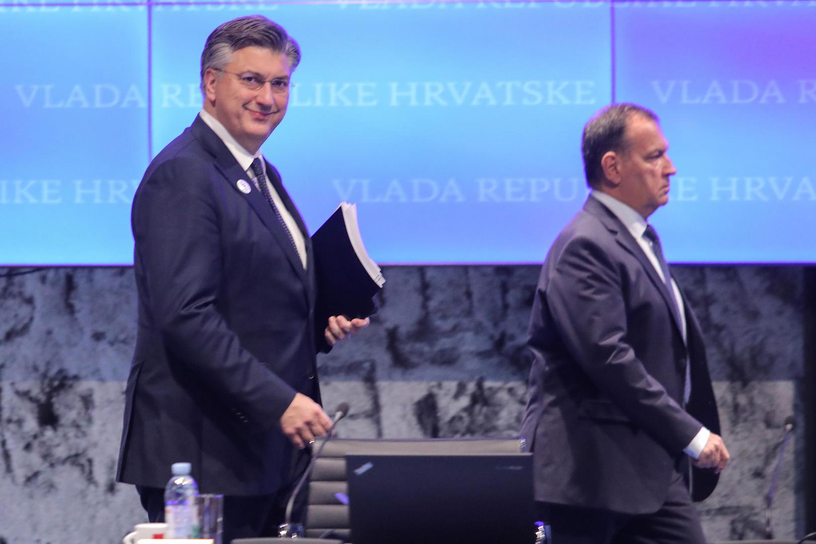 14.03.2024., Zagreb - 293. sjednica Vlade u Nacionalnoj i sveucilisnoj knjiznici. Andrej Plenkovic, Vili Beros. Photo: Tomislav Miletic/PIXSELL