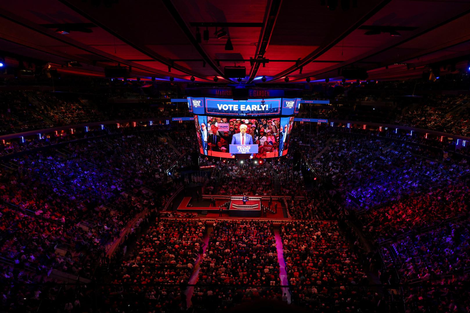 Republican presidential nominee and former U.S. President Donald Trump speaks during a campaign rally at Madison Square Garden, in New York, U.S., October 27, 2024. REUTERS/Brendan McDermid Photo: BRENDAN MCDERMID/REUTERS