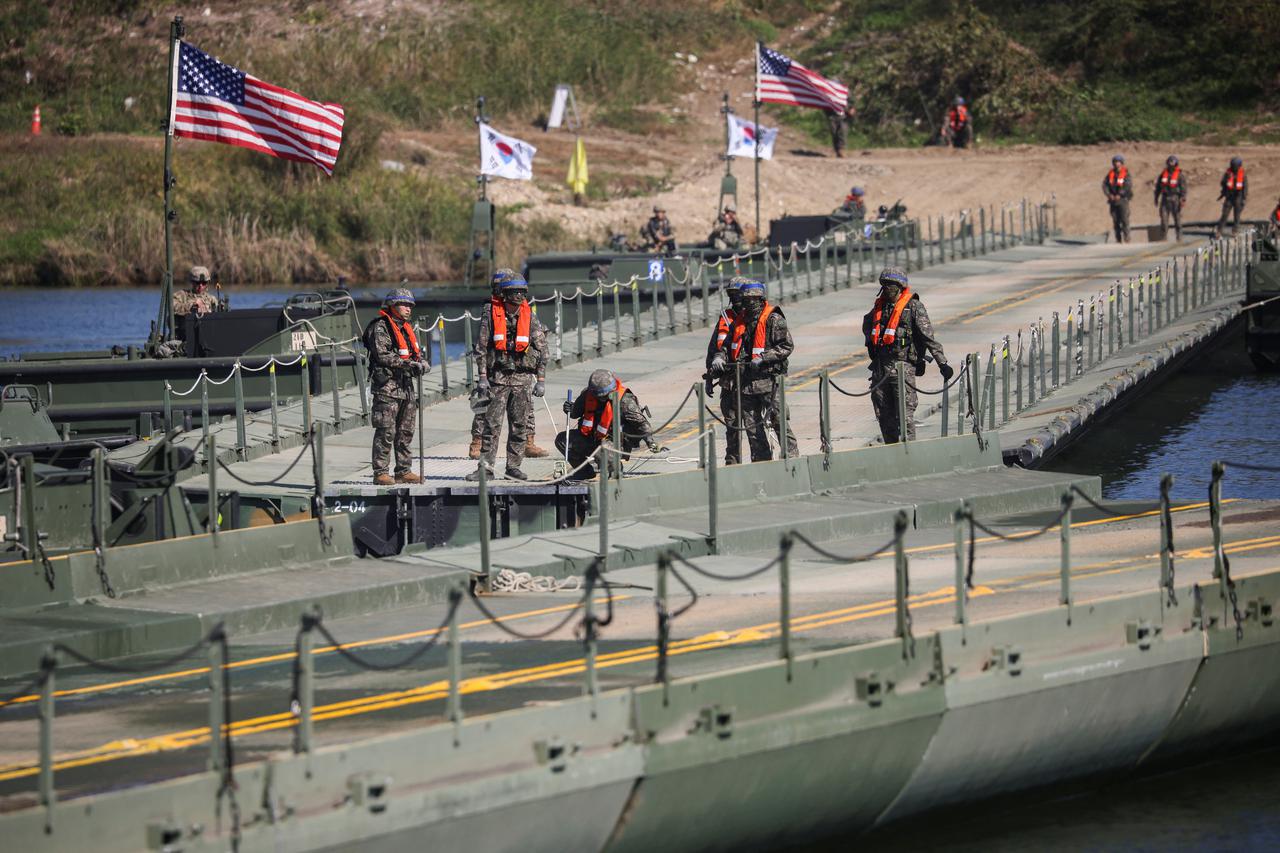 South Korean and U.S. troops conduct joint river-crossing exercise, in Yeoju