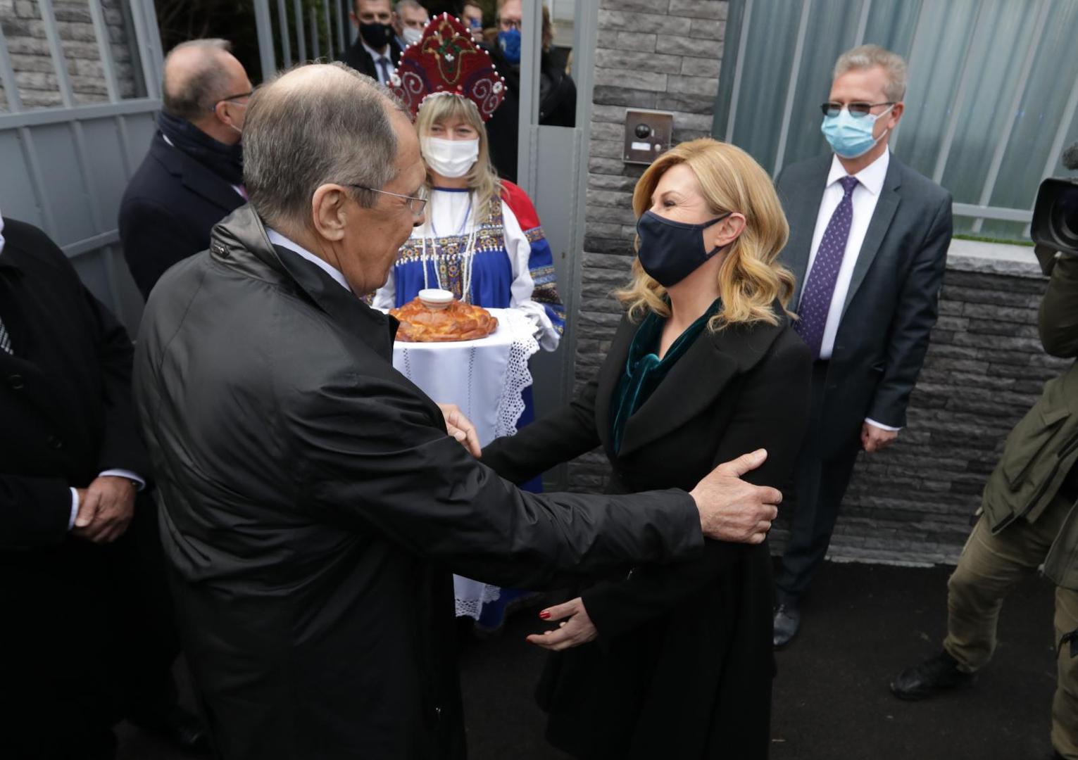 16.12.2020. Zagreb -  Ministar vanjskih poslova Ruske Federacije Sergej Lavrov na svecanom otvorenju nove zgrade Veleposlanstva Ruske Federacije,Kolinda Grabar Kitarovic 

Photo: Robert Anic/PIXSELL