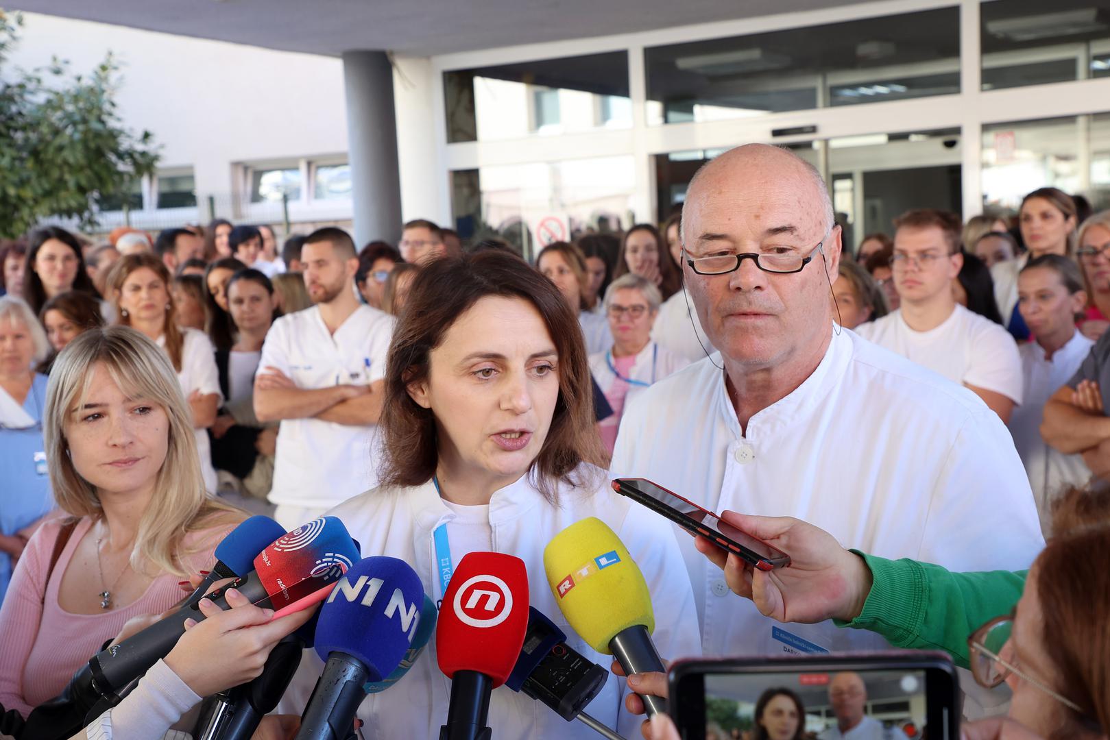 11.11.2024., Split - Ispred KBC-a Split odrzana je konferencija za medije sindikalnih povjerenika sindikata Zajedno o strajku u zdravstvenim ustanovama u Hrvatskoj koji je poceo danas. Ivana Kreso, laboratorijski tehnicar Photo: Ivana Ivanovic/PIXSELL