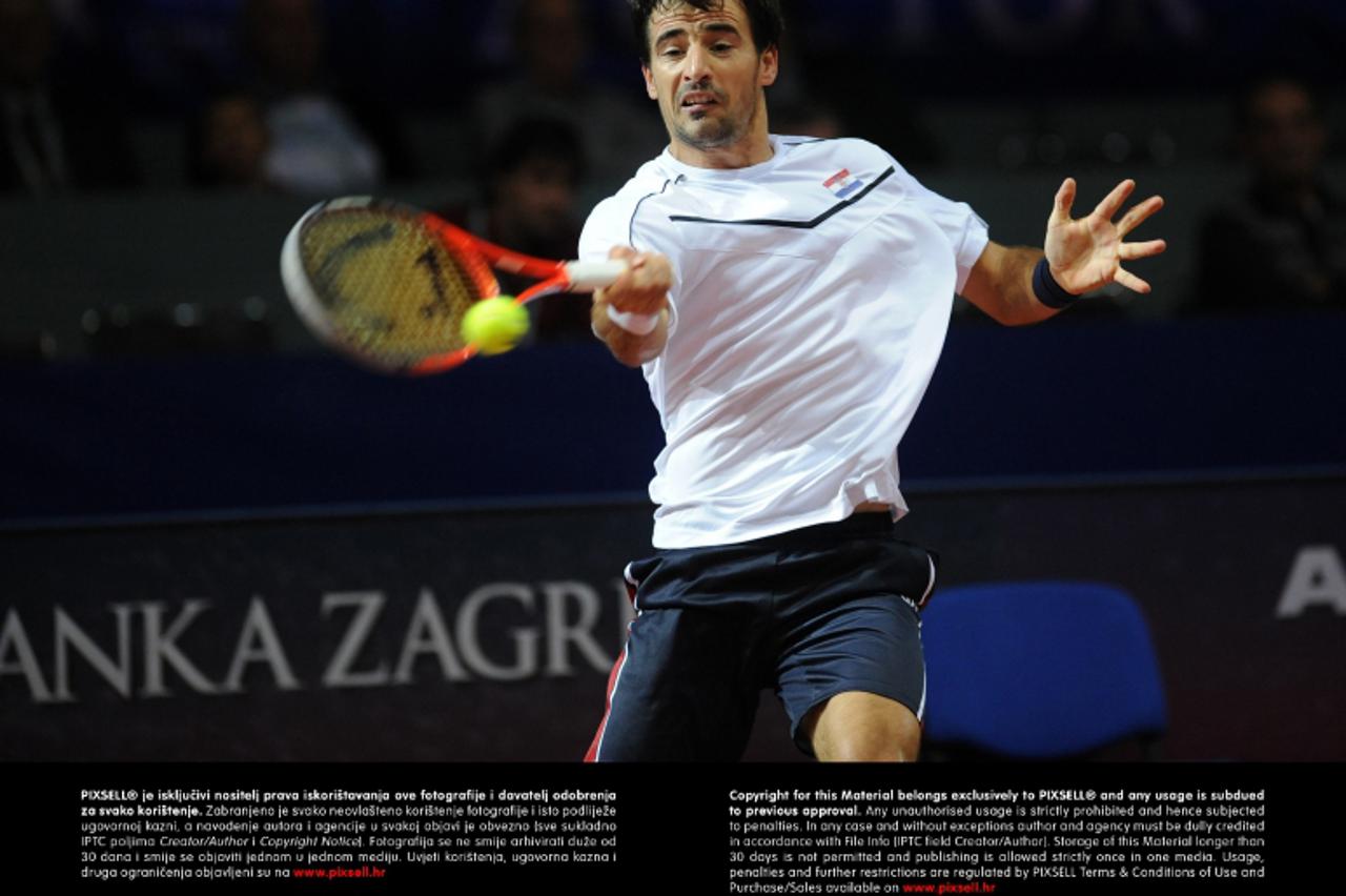 '08.02.2013., Dom sportova, Zagreb - ATP teniski turnir PBZ Zagreb Indoors 2013. Ivan Dodig CRO vs Mikhail Youzhny RUS.   Photo: Daniel Kasap/PIXSELL'