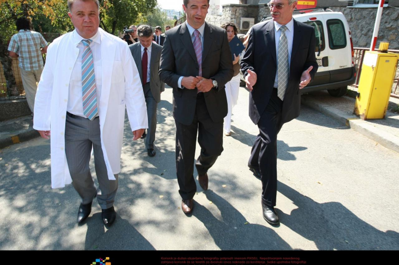 '03. 09 .2008., Zagreb - Ravnatelj KB Merkur Zeljko Vidas, Andrija Hebrang i ministar zdravstva Darko Milinovic u obilasku bolnice i gradilista povodom 10 godina transplantacija jetre u KB Merkur. Pho