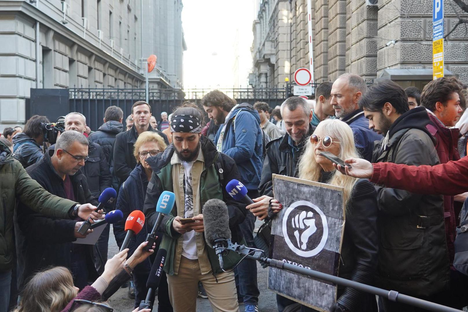 25, December, 2023, Belgrade -  A gathering of students began in front of the Ministry of State Administration and Local Self-Government, who announced traffic blockades at two locations in Belgrade due to alleged election theft. Ivan Bjelic. Photo: Antonio Ahel/ATAImages

25, decembar, 2023, Beograd - Ispred Ministarstva drzavne uprave i lokalne samouprave pocelo je okupljanje studenata koji su najavili blokade saobracaja na dve lokacije u Beogradu zbog navodne izborne kradje. Photo: Antonio Ahel/ATAImages Photo: Antonio Ahel/ATA Images/PIXSELL