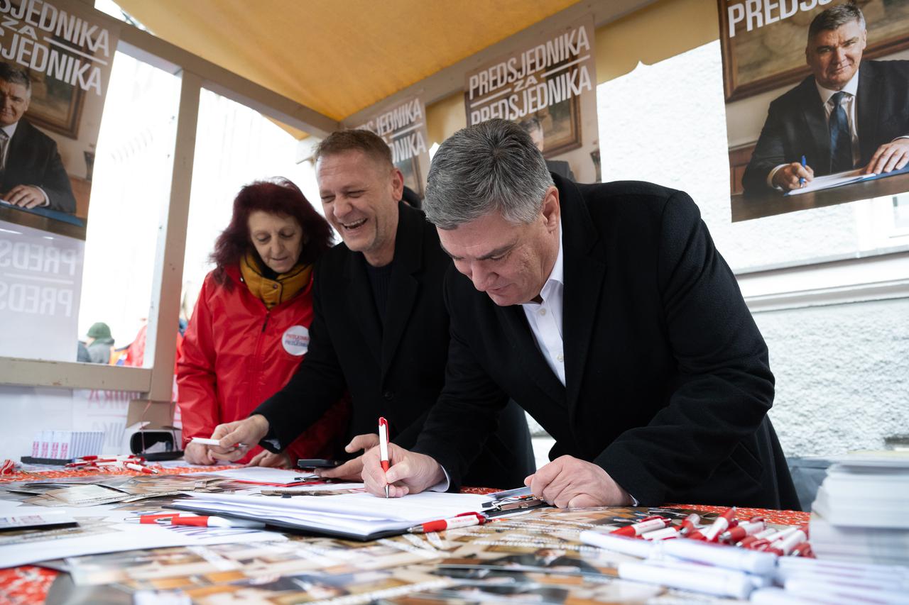 Samobor: Predsjednik Republike Zoran Milanović prikupljao je potpise birača za podršku kandidaturi za predsjednika Republike Hrvatske