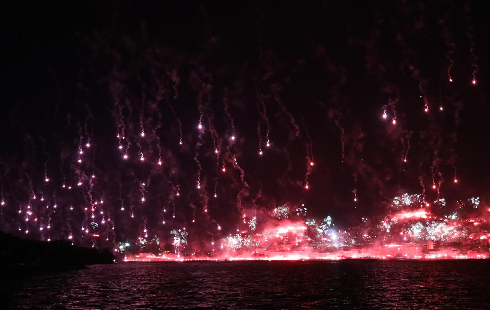 10.04.2023., Sibenik - Velikom bakljadom proslavljen 40.rodjendana navijacke skupine Funcuti. Photo: Dusko Jaramaz/PIXSELL