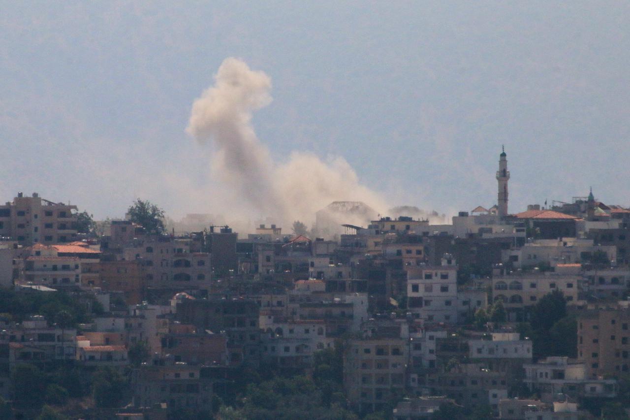 Smoke rises from the southern Lebanese town of Khiam