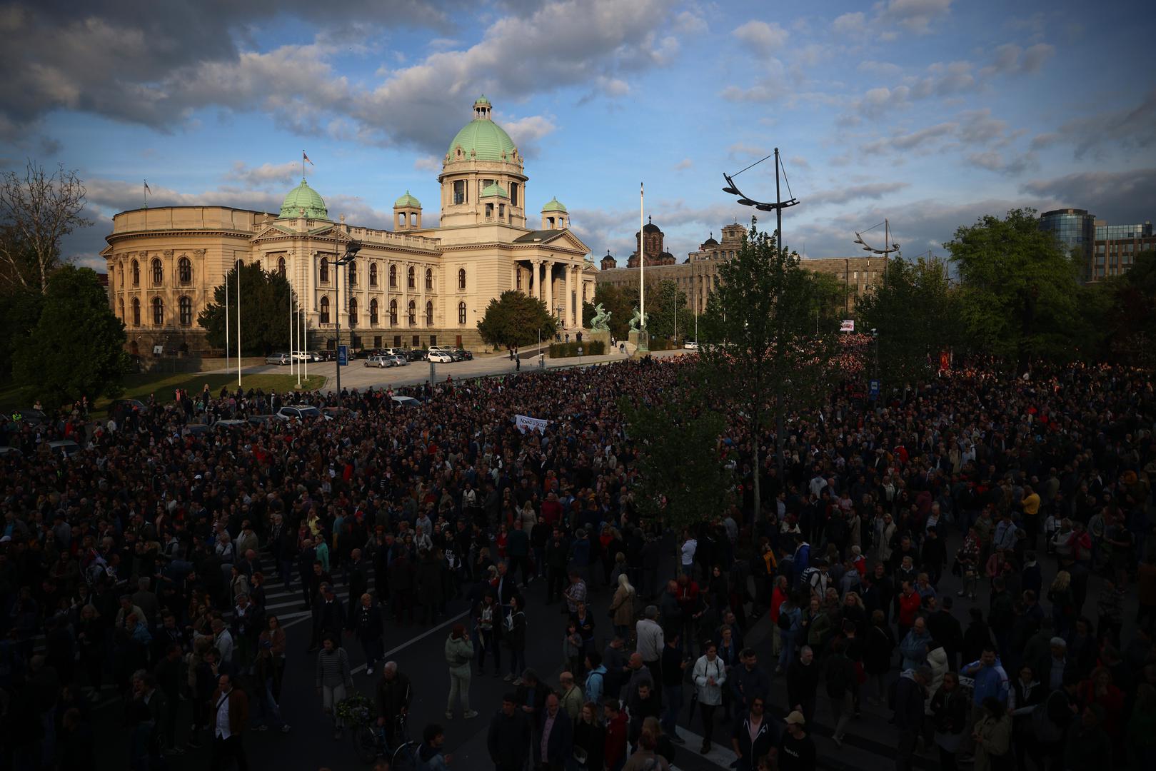 08.05.2023., Beograd, Srbija - Na platou ispred Narodne skupstine organiziran je prosvjedni skup "Srbija protiv nasilja" kako bi se izborili da se tragicni dogadjaji vise ne ponove. Na skupu su dobrodosli svi no uvjet je da izostane obracanje politicara. Photo: Armin Durgut/PIXSELL