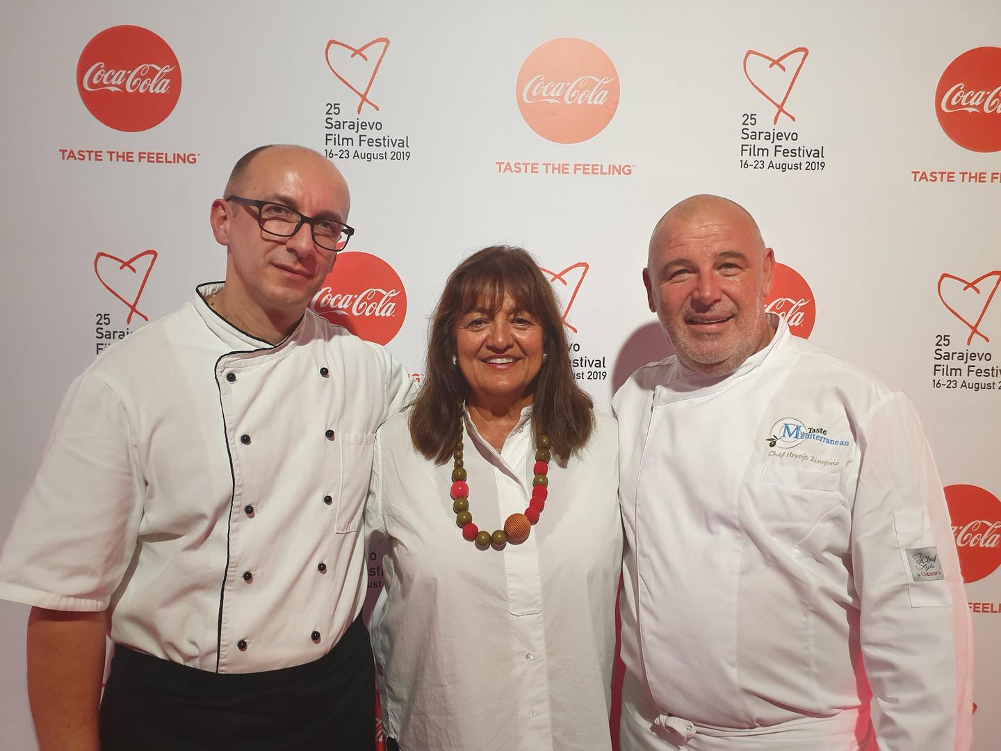 Chefovi  Elvir Hrvo, Hrvoje Zirojević i Ingrid Badurina - direktorica gastro festivala Taste The Mediterranean