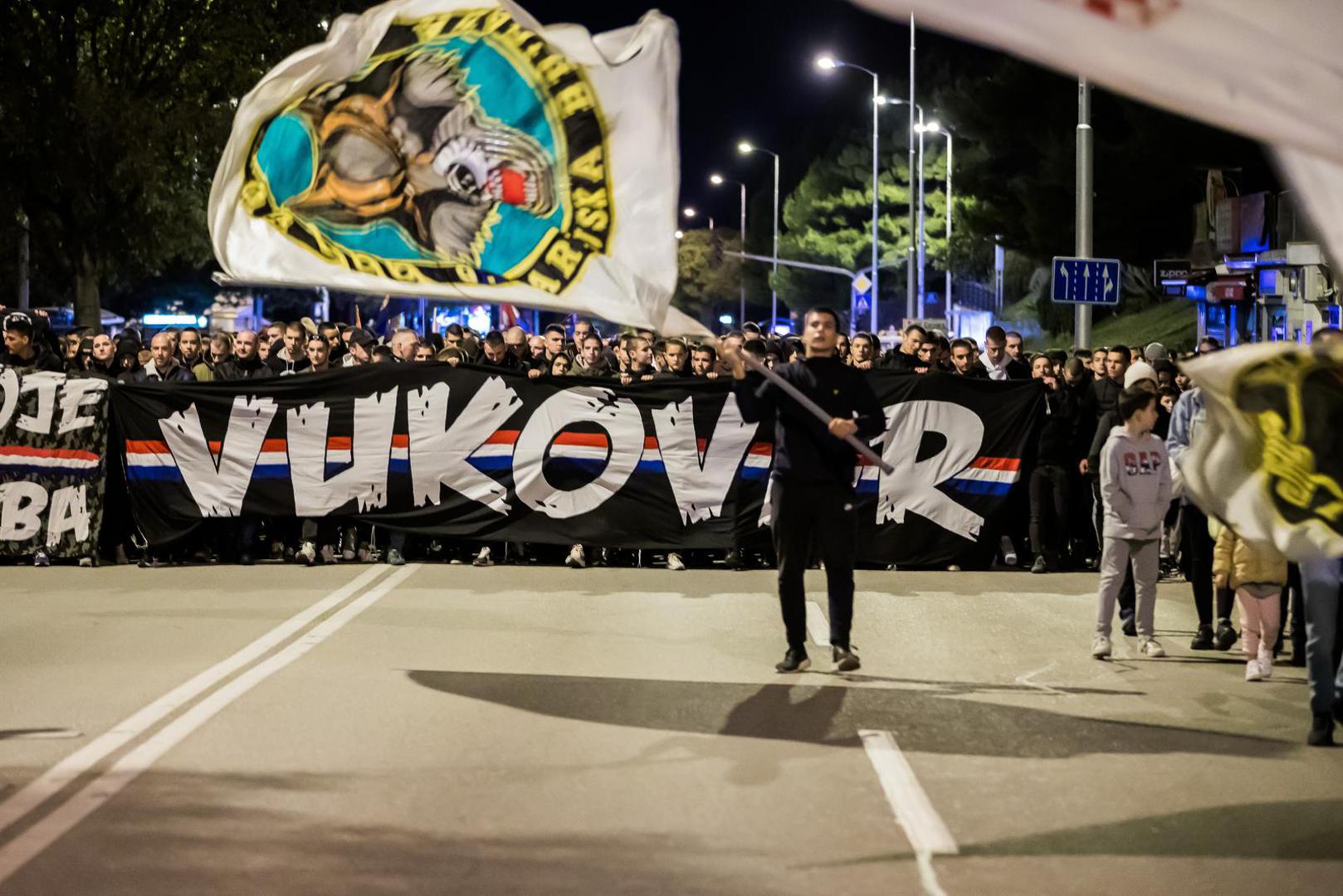 18.11.2023., Split - Mimohod Torcide od pocetka Vukovarske ulice do murala posvecenih Gradu heroju Vukovaru i junacima Domovinskog rata. Photo: Zvonimir Barisin/PIXSELL