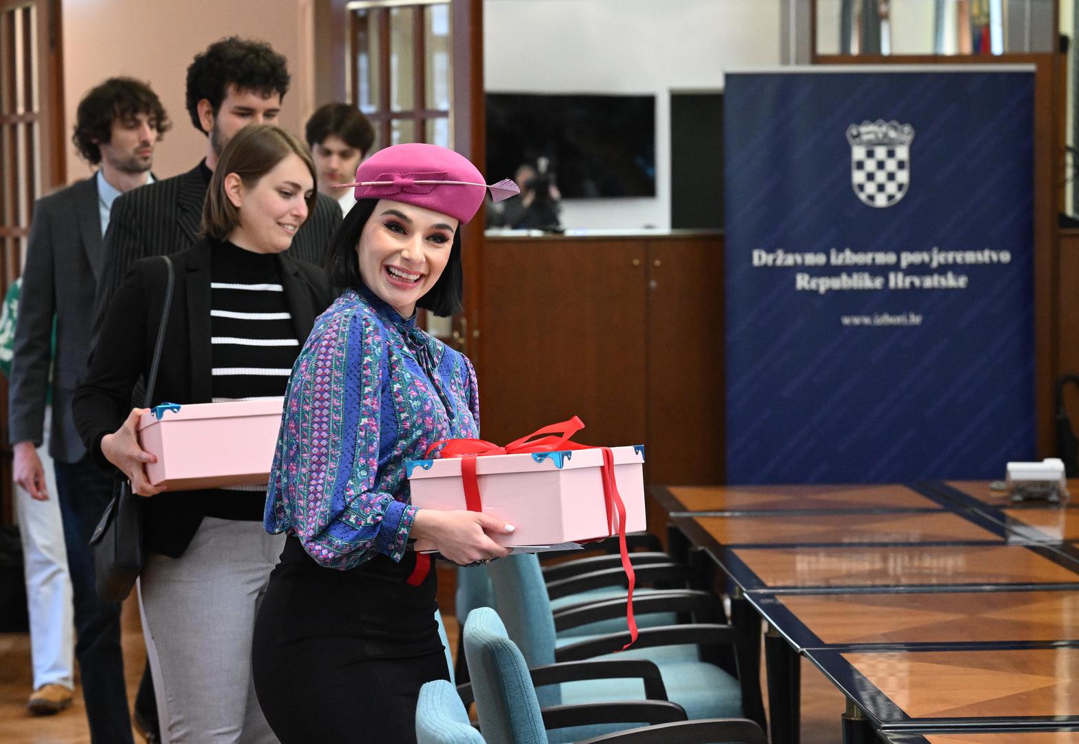 23.04.2024., Zagreb - Nina Skocak predala je kandidacijsku listu za Europski parlament Drzavnom izbornom povjerenstvu u Hrvatskom saboru. Photo: Davorin Visnjic/PIXSELL