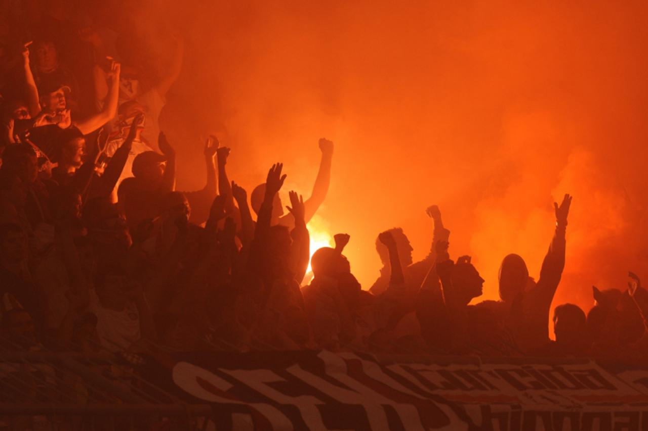 '30.09.2010., Poljud, Split - Utakmica 2. kola Europske lige, Hajduk - Anderlecht.Torcida Photo: Nino Strmotic/PIXSELL'