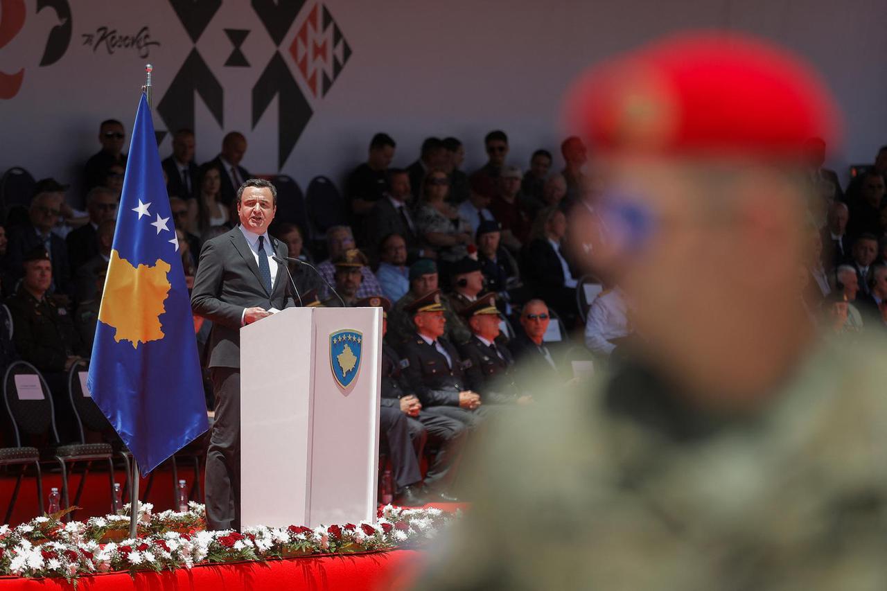 Members of the Kosovo Security Force (KSF) mark the 25th anniversary of country's liberation, in Pristina